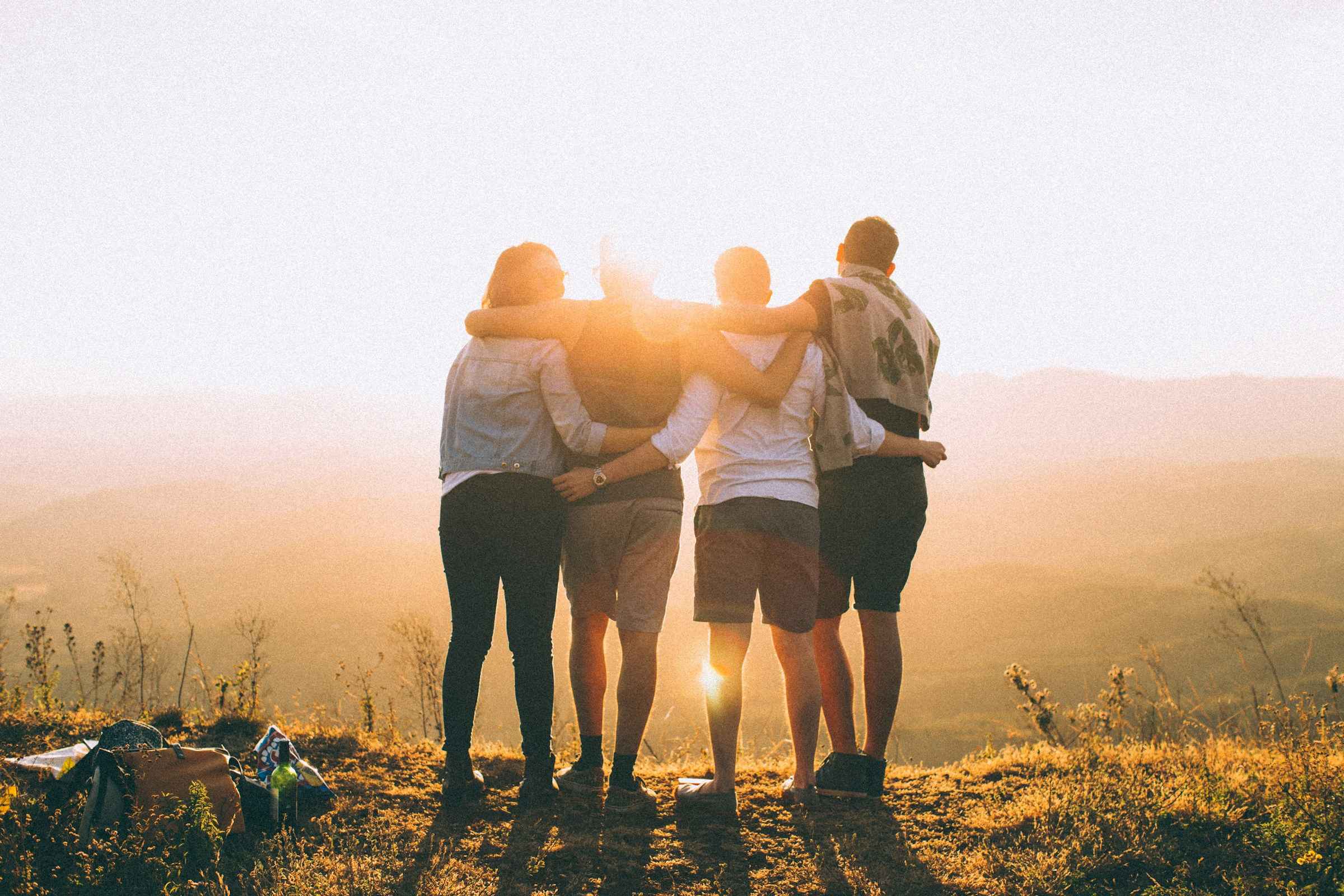 Group of friends at sunset